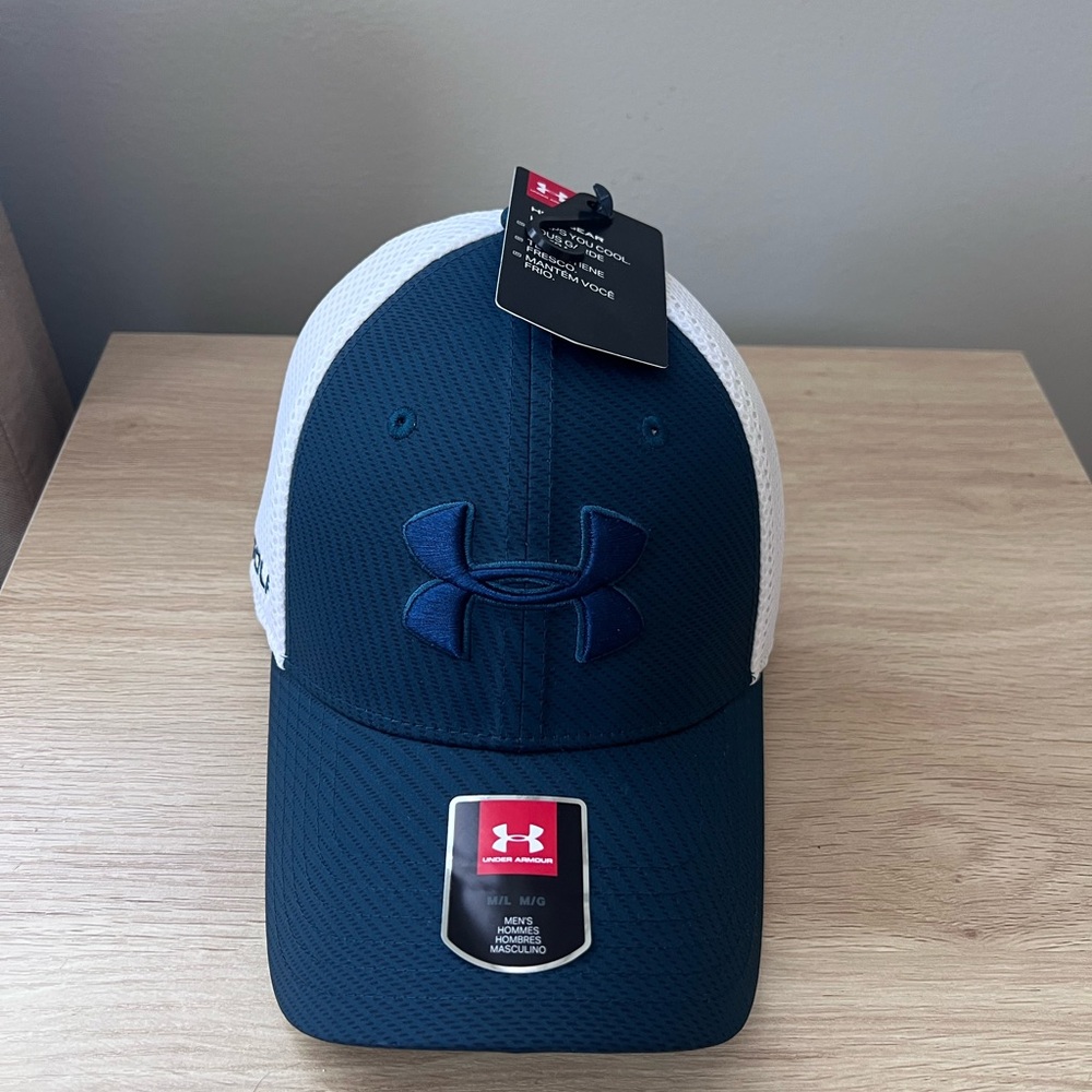 Under Armour Navy and White Logo Cap